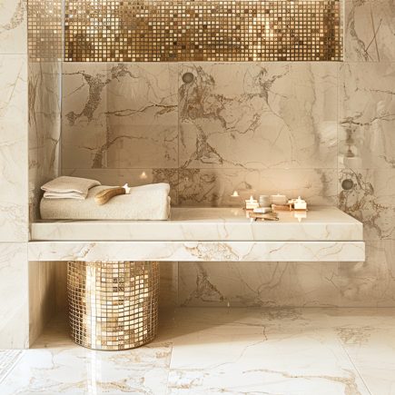 Metallic feature wall interior design and fit out - DesignMaster Dubai