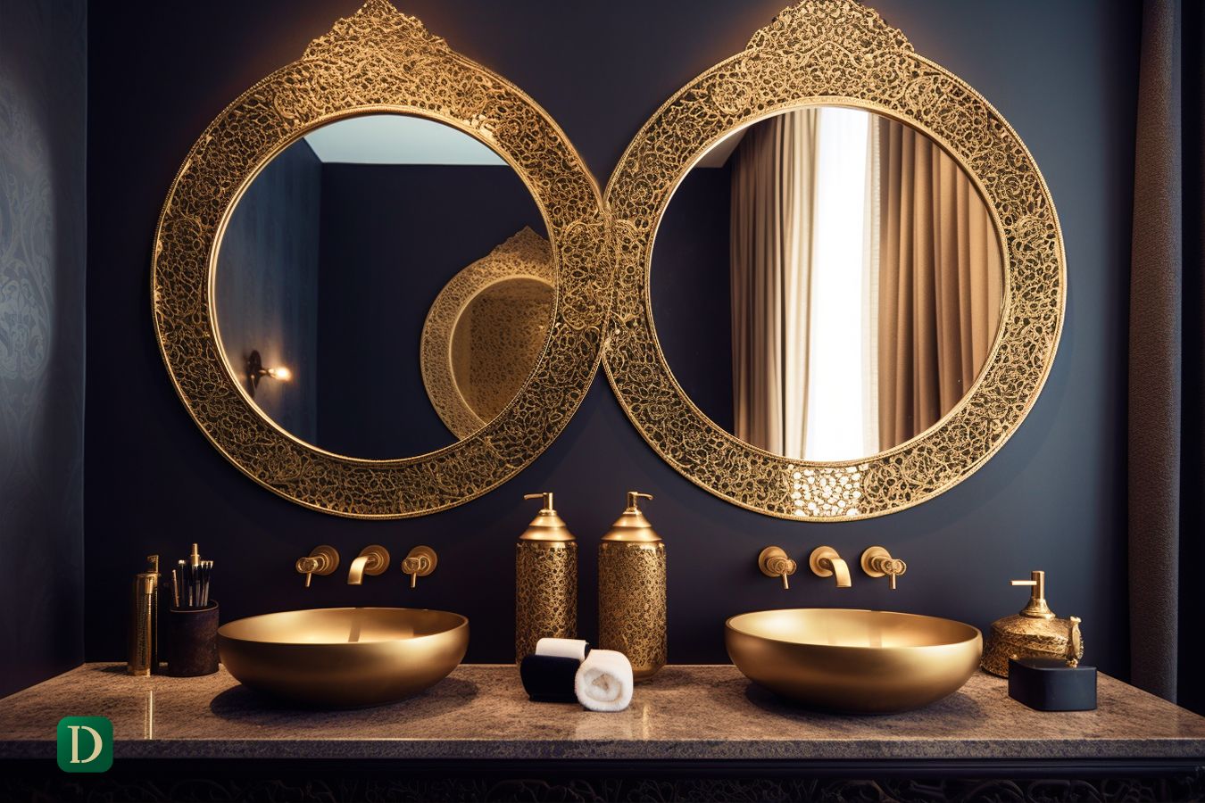 luxury villa powder room with bespoke fixtures - DesignMaster Residential Fit Out Dubai