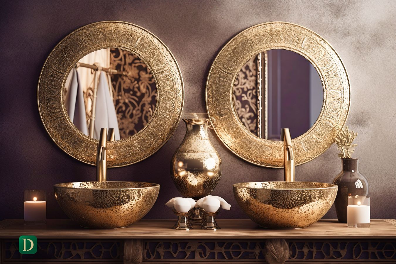 luxury villa powder room with bespoke fixtures - DesignMaster Residential Fit Out Dubai