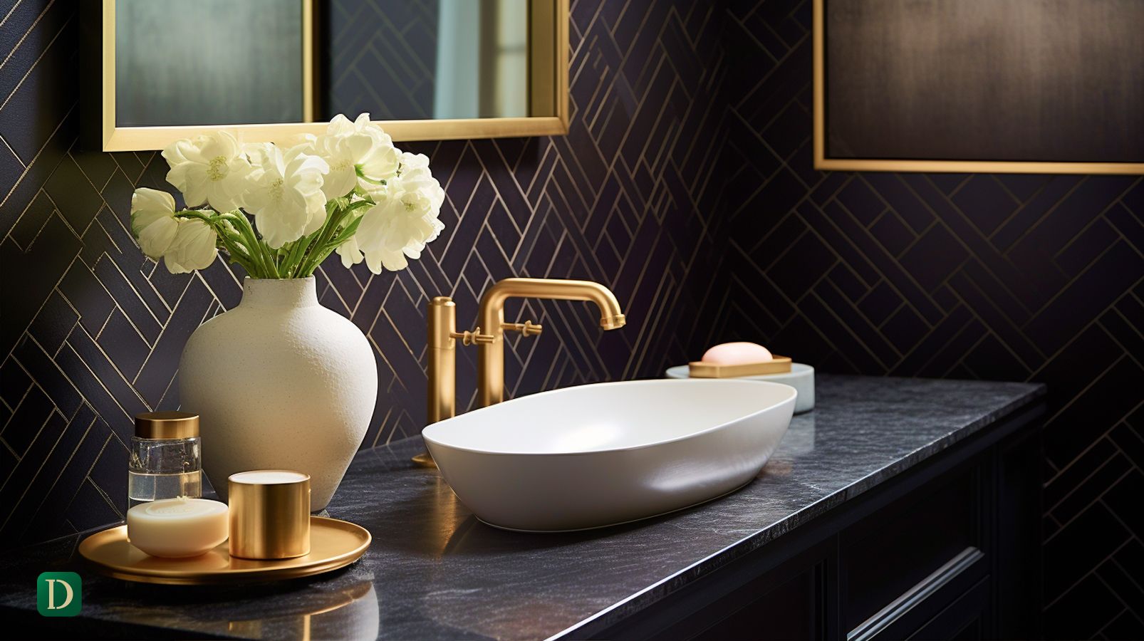 luxury villa powder room with bespoke fixtures - DesignMaster Residential Fit Out Dubai luxury villa powder room design with bespoke fixtures - DesignMaster Residential Fit Out Dubai